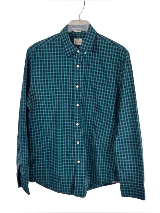 J. Crew Other - J Crew Plaid Button-Down Shirt 100% Cotton Teal & Navy Classic Mens
